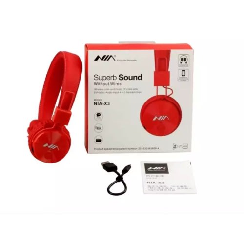 Foldable Bluetooth Headphone  & Fm Radio - Red