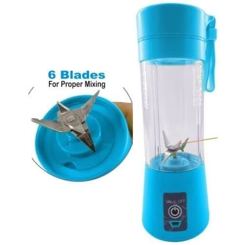 6 Blades Rechargeable Juicer + Smoothie Blender- Blue