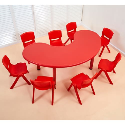 Preschool Half Moon Table With 8 Chairs