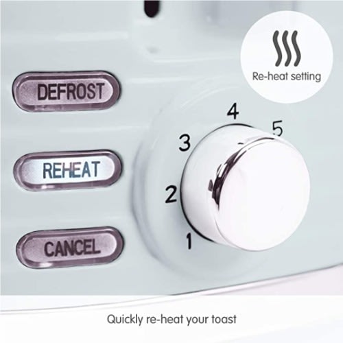 850W Dune 2 Slice Toaster (220028) - Defrost & Re-heat Settings- Plastic - Green