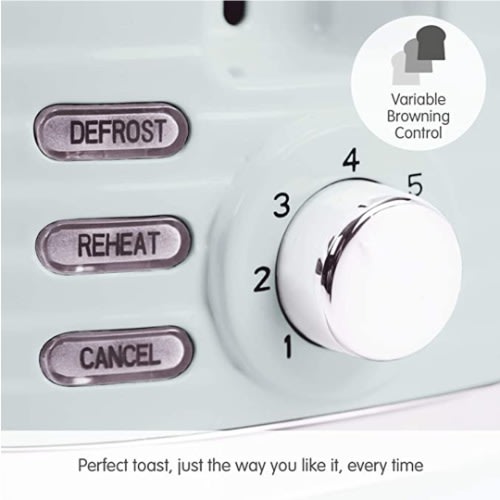 850W Dune 2 Slice Toaster (220028) - Defrost & Re-heat Settings- Plastic - Green
