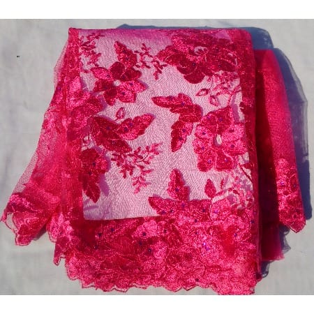 4 Yards Floral Pattern Tulle Sample Lace - Pink