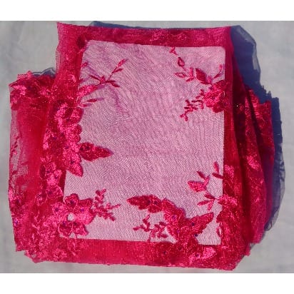 4 Yards Floral Pattern Tulle Sample Lace - Pink