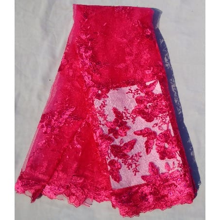 4 Yards Floral Pattern Tulle Sample Lace - Pink