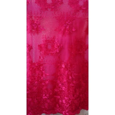 4 Yards Floral Pattern Tulle Sample Lace - Pink