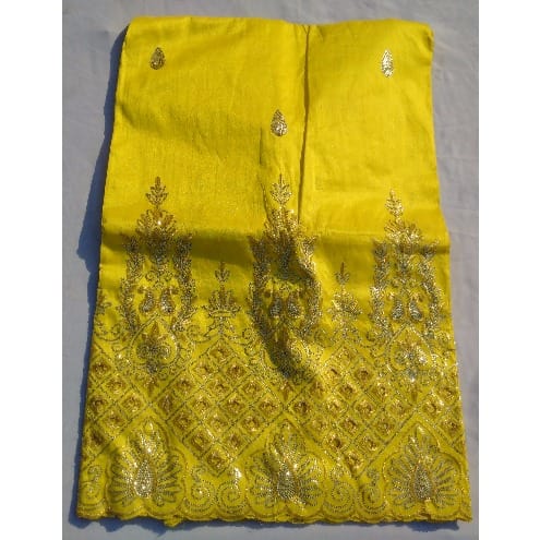 7 Yards Embroidered & Bedazzled Indian Lace George with Blouse - Yellow