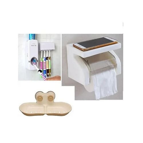 Soap Dish Toilet ,tissue Paper Roll & Automatic Toothpaste Dispenser