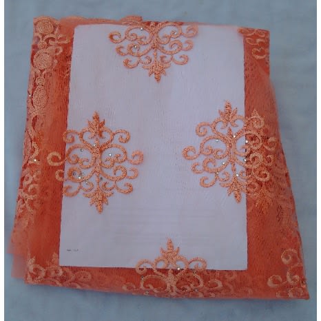 4 Yards Embroidered & Stoned Sample Lace - Peach