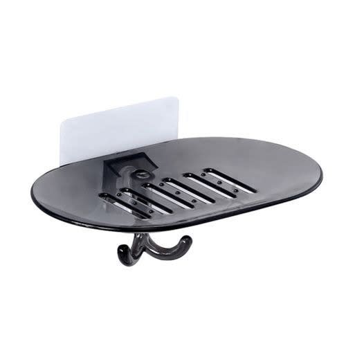 Bathroom Kitchen Soap Sponge Holder Dish Drainer With Hook Grey
