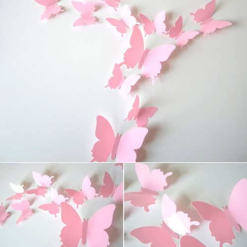 Wall Stickers Magnet Butterflies Diy Wall Sticker Home Wall Decor (pink)