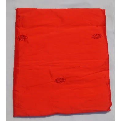 Bright Red Embroidered and Beaded Indian Lace George with Blouse - 7 Yards