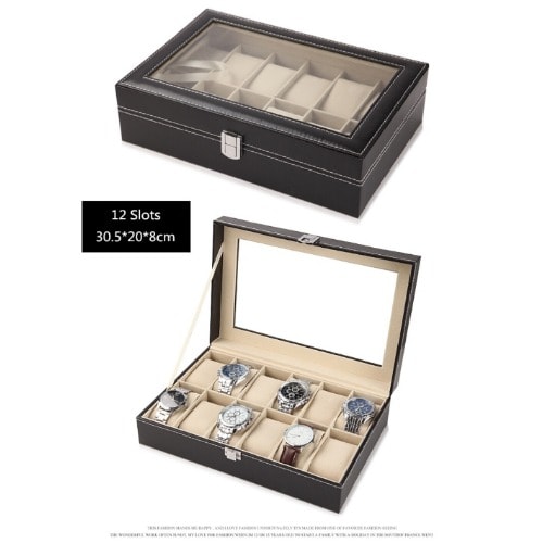 Leather Wrist Watch Display Storage Organizing Case