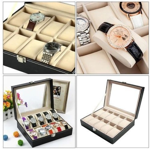 Leather Wrist Watch Display Storage Organizing Case