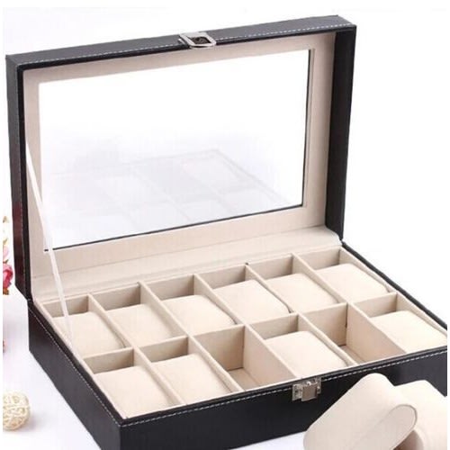 Leather Wrist Watch Display Storage Organizing Case