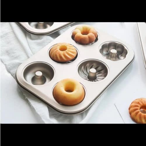 Mini Doughnut Baking Tray 3 Pattern & 6-cavity, Non-stick Doughnut Mold Pan