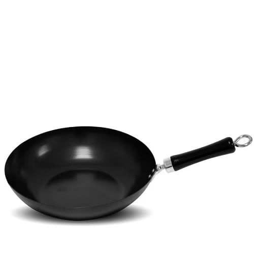 Large Deep Non-Stick Carbon Steel Wok Stir Fry Pan - 28cm