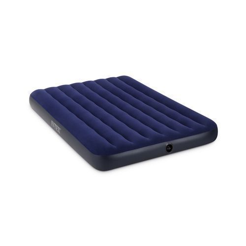 Inflatable 2-Person Classic Downy Airbed With Pump - Blue.