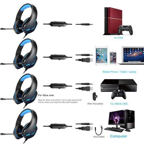 J10 Gaming Headset With Microphone LED Light For Xbox One, PS4, PC Computer, PS Vita, IOS Device, Android Device