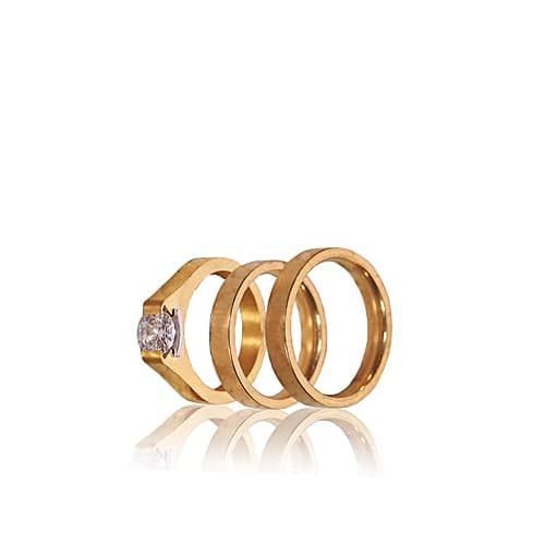 Circle Non Fade Titanium Steel Wedding Ring GOLD