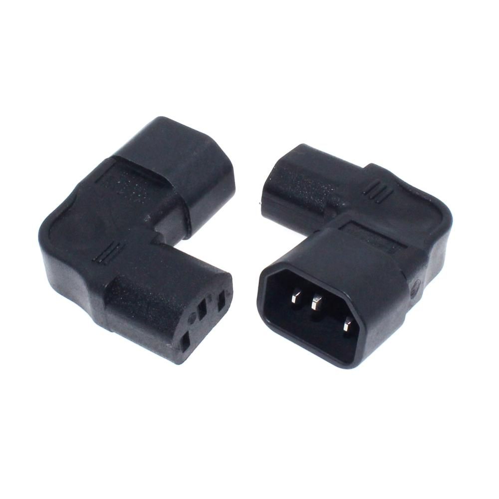 IEC 320 C14 To C13 Left Angled Power Converter 10A 250V AC Electrical Plug Male To Female Power Conversion Adapter Black