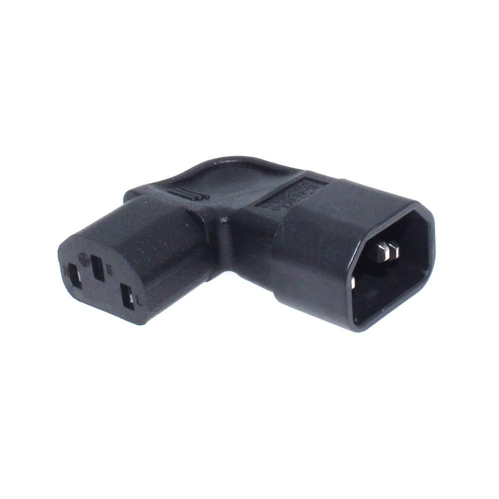 IEC 320 C14 To C13 Left Angled Power Converter 10A 250V AC Electrical Plug Male To Female Power Conversion Adapter Black