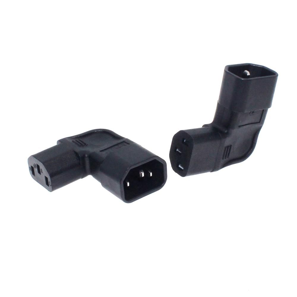 IEC 320 C14 To C13 Left Angled Power Converter 10A 250V AC Electrical Plug Male To Female Power Conversion Adapter Black