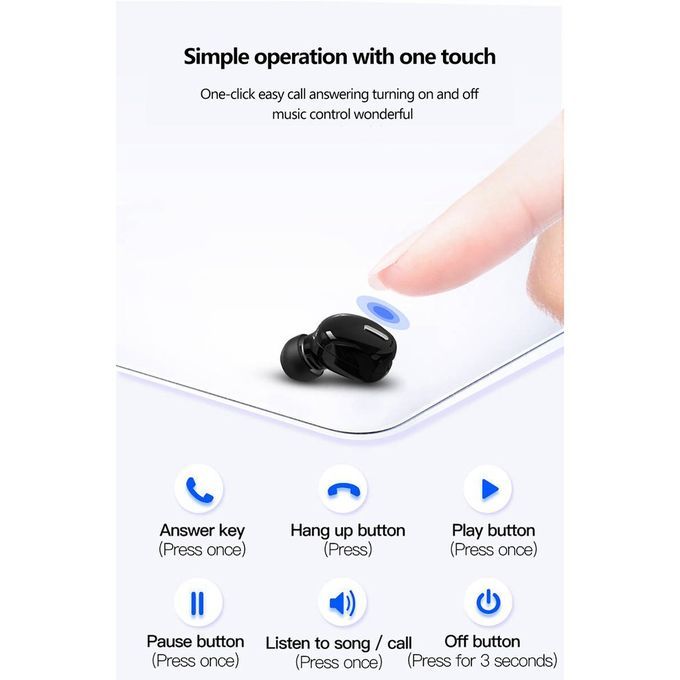 In-Ear Wireless 5.0 Earphone HiFi Headset Mi  Sports Handsfree Earphones-black