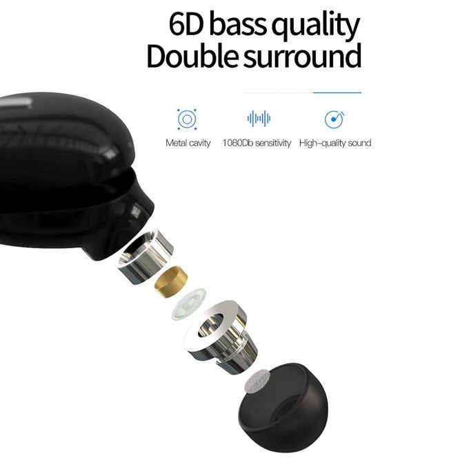 In-Ear Wireless 5.0 Earphone HiFi Headset Mi  Sports Handsfree Earphones-black