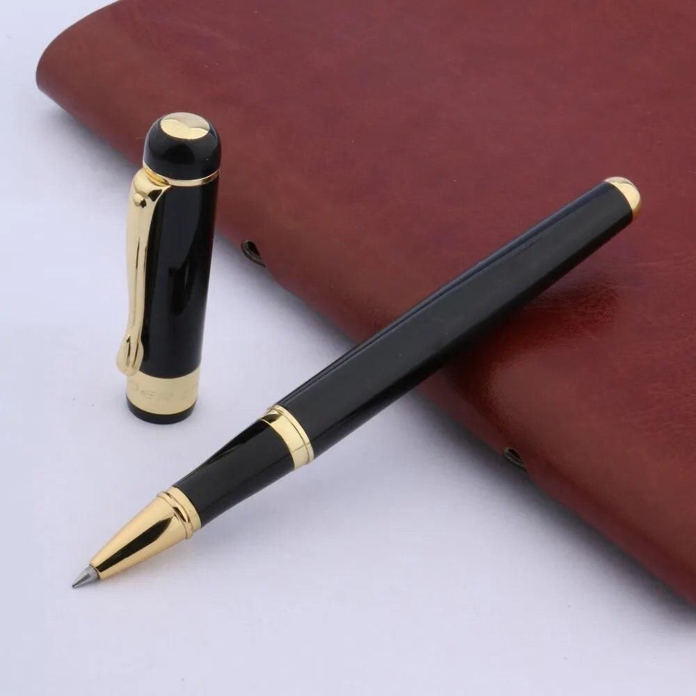 Classic Office School Metal Pen Black Lacquerred With Golden Clip Rollerball Pen
