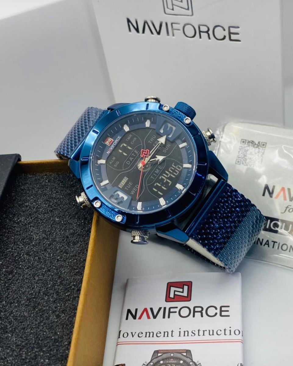 Top Luxury Sophisticated Digital&Analogue Blue Chain Wristwatch