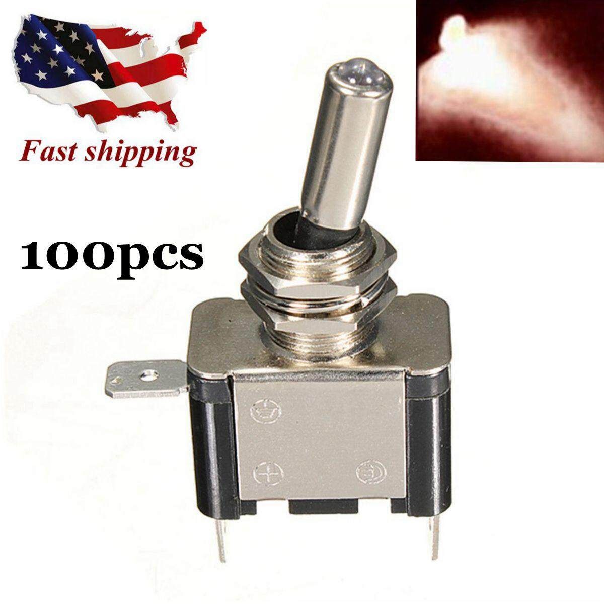 100x DC12V 20A White LED Light Auto Toggle Switch Control ON/OFF Black Silver Body