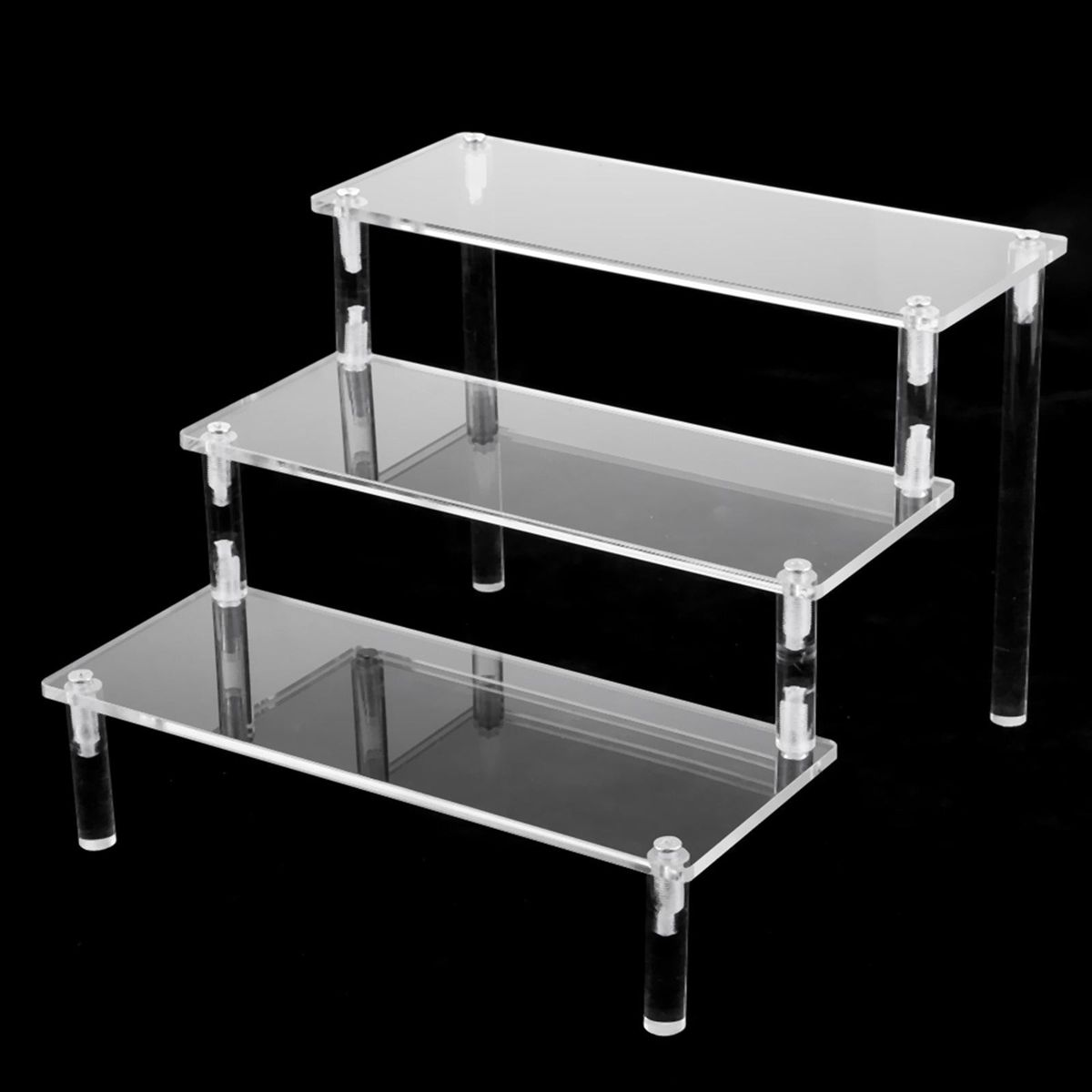 Multi Use Acrylic Display Riser Shelf Countertop Collectibles 3 Tier