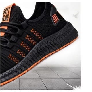 Unisex Sports Sneakers - Black And Orange
