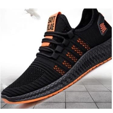 Unisex Sports Sneakers - Black And Orange