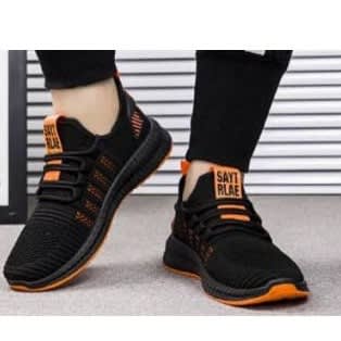 Unisex Sports Sneakers - Black And Orange