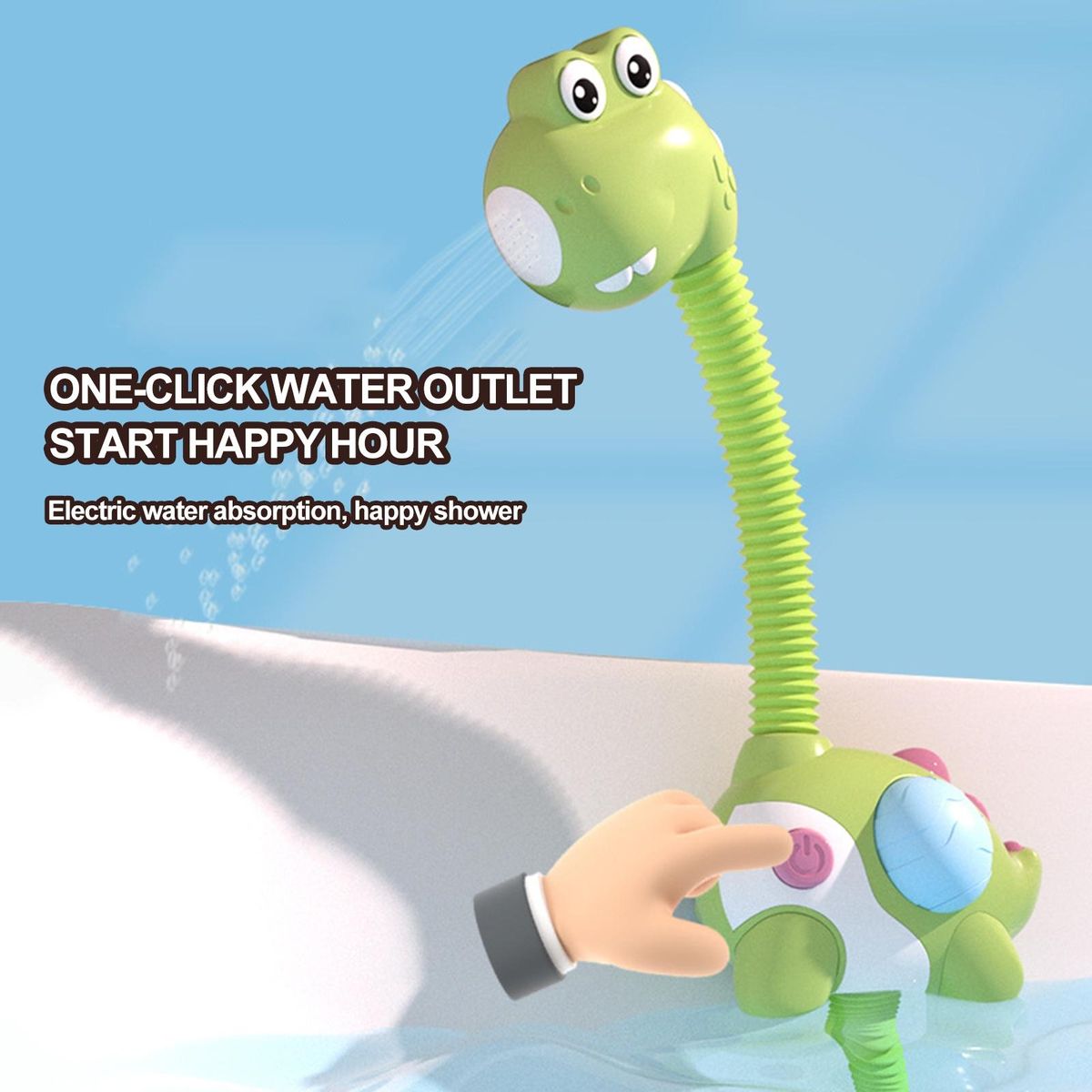 Dinosaur Shaped Shower Toy Dinospray Electric Baby Bath for Toddlers Green