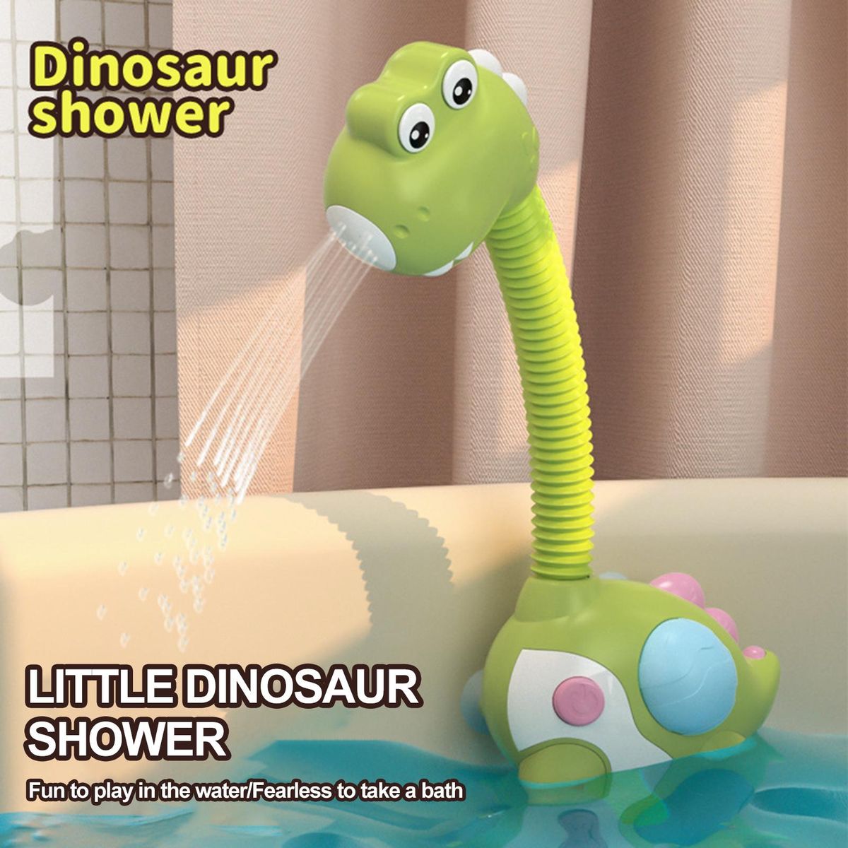 Dinosaur Shaped Shower Toy Dinospray Electric Baby Bath for Toddlers Green