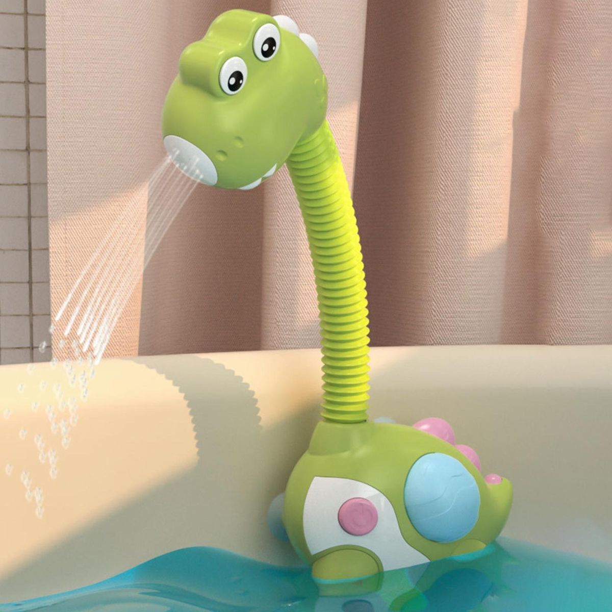 Dinosaur Shaped Shower Toy Dinospray Electric Baby Bath for Toddlers Green