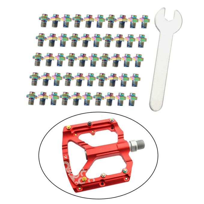 50x Bike Pedal Screws Fixed Studs Nail Bolts Bicycle Bike Colorful