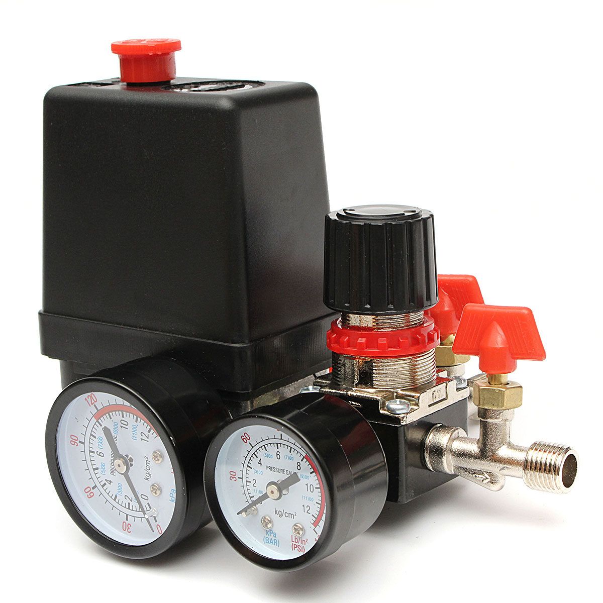 240V 95-125 PSI Air Compressor Valve Switch Manifold Regulator Gauges