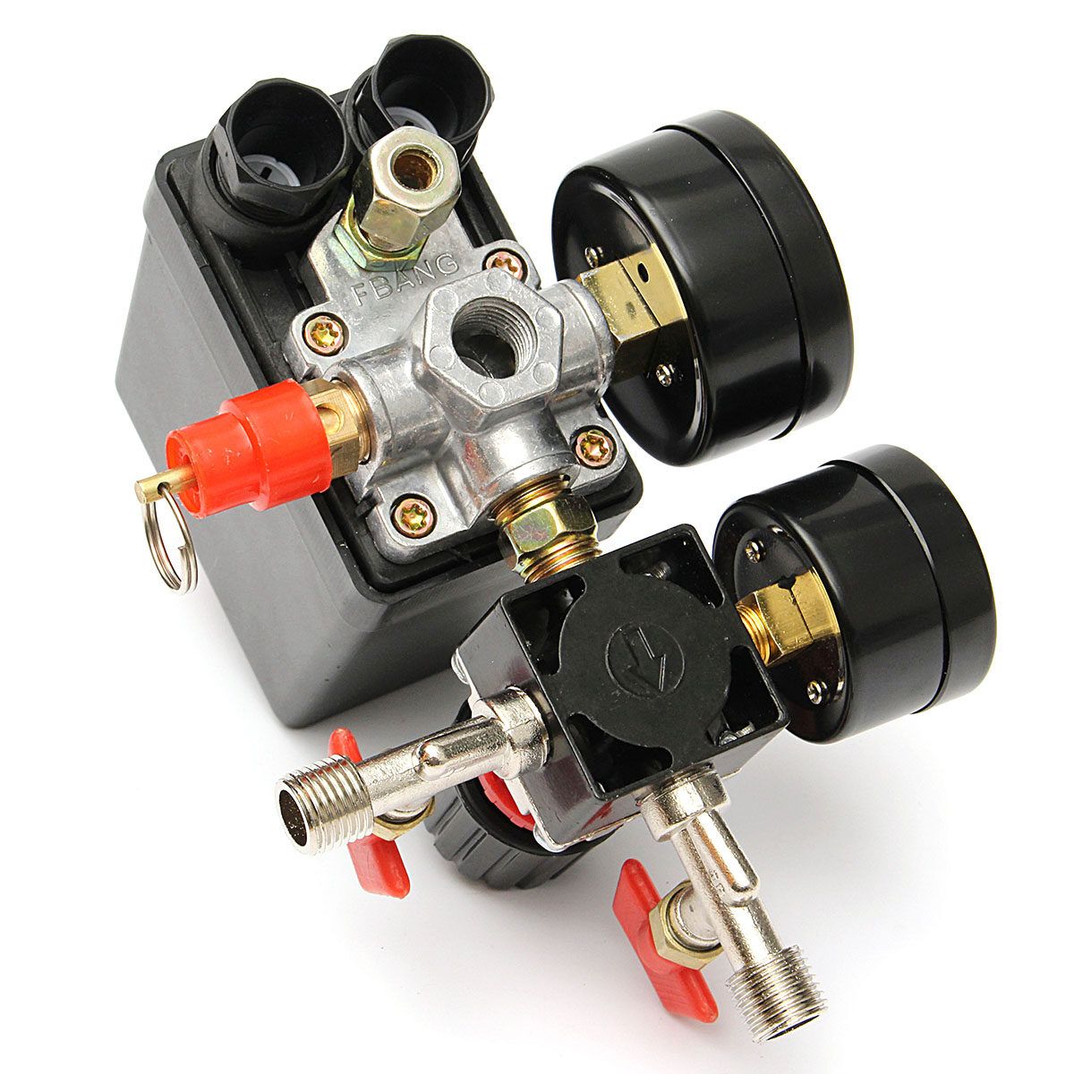 240V 95-125 PSI Air Compressor Valve Switch Manifold Regulator Gauges