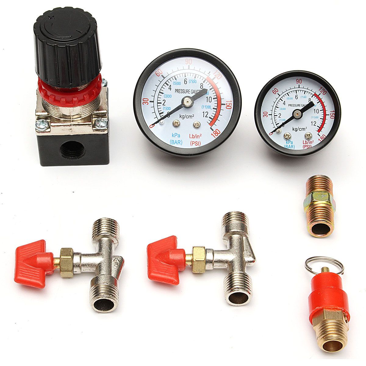 240V 95-125 PSI Air Compressor Valve Switch Manifold Regulator Gauges
