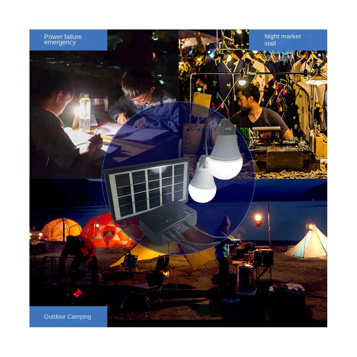 Camping Solar Panel Light 2  Set Solar Charger Energy Saving Solar Light Outdoor Indoor Rechargeable LED LightA