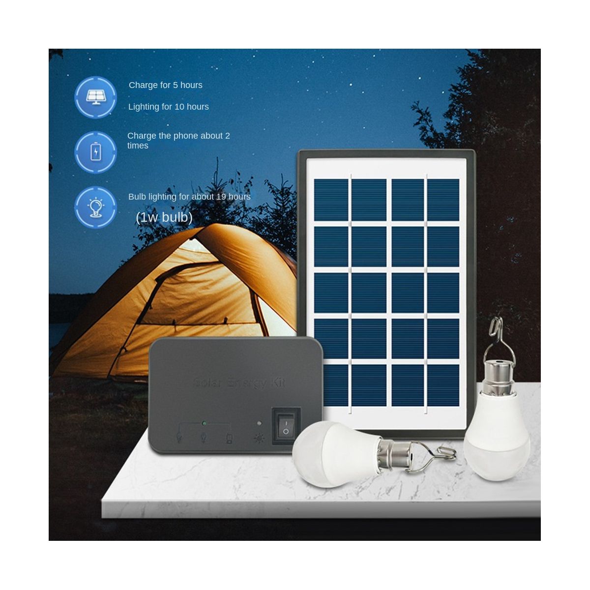 Camping Solar Panel Light 2  Set Solar Charger Energy Saving Solar Light Outdoor Indoor Rechargeable LED LightA