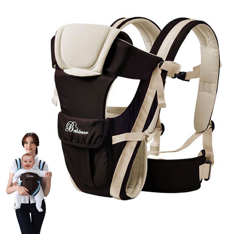 Baby Sling 0-30 Months Breathable Front Facing Carrier 4 In 1 Infant Comfortable Backpack Pouch Wrap Kangaroo Kid Belt Beige