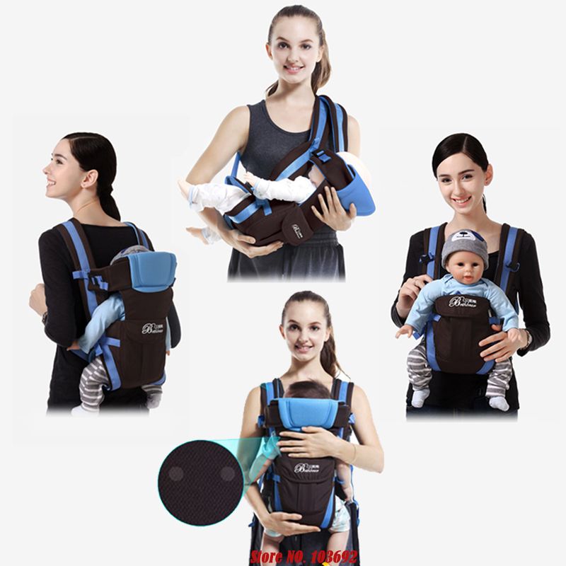 Baby Sling 0-30 Months Breathable Front Facing Carrier 4 In 1 Infant Comfortable Backpack Pouch Wrap Kangaroo Kid Belt Beige
