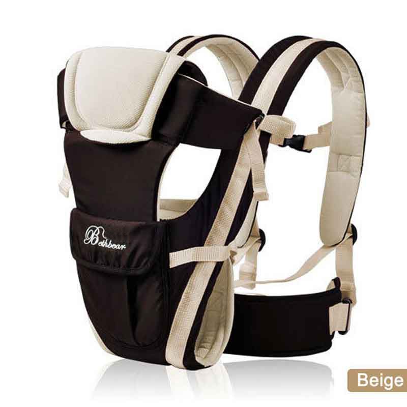 Baby Sling 0-30 Months Breathable Front Facing Carrier 4 In 1 Infant Comfortable Backpack Pouch Wrap Kangaroo Kid Belt Beige