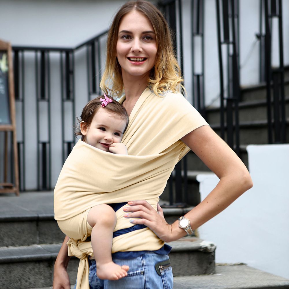 Baby Carrier Wrap Baby Back Towel Front Holding Solid Color Baby Multifunctional Strap Born Baby It Baby Bag Beige