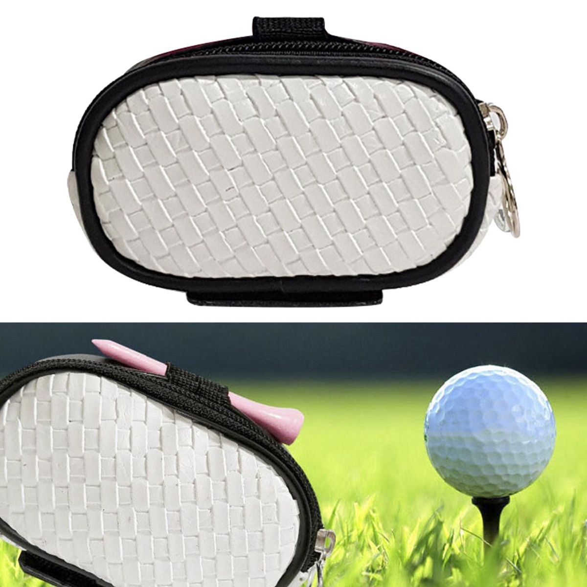 Small PU Golf Ball Bag Carrying Case Zipper Training Supply For White