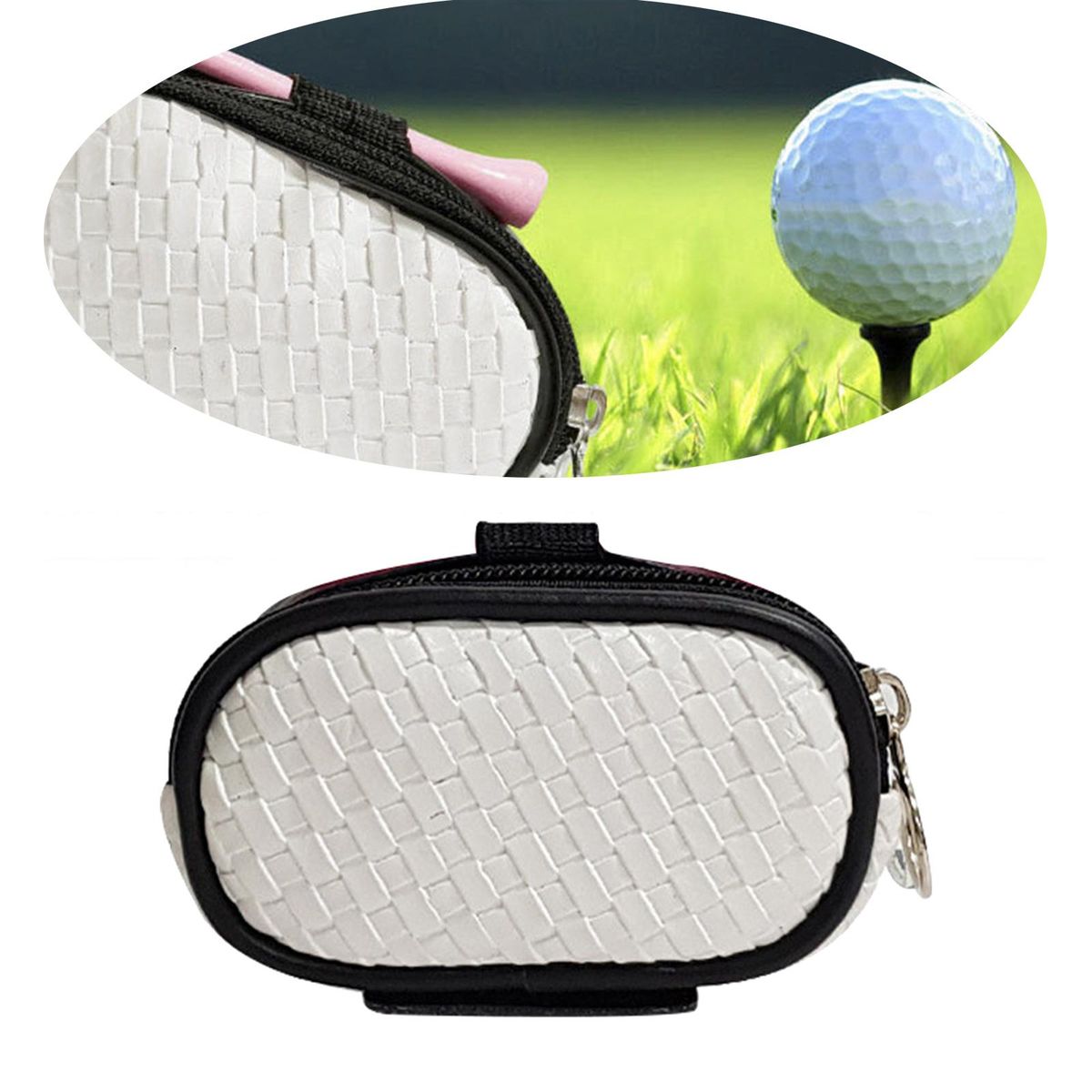 Small PU Golf Ball Bag Carrying Case Zipper Training Supply For White